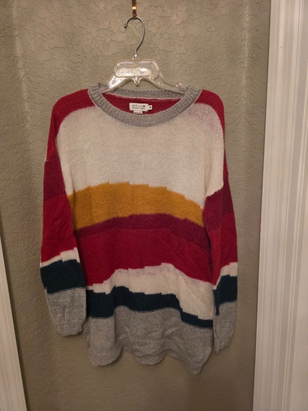 Molly Bracken Colorful Mohair Wool Blend Long Length Sweater size M